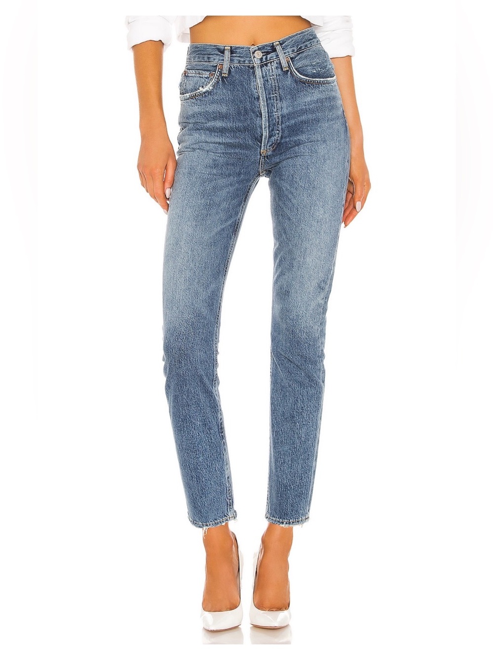 AGOLDE Riley High Rise Straight Crop Jeans Frequency Wash Size 29